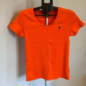 Ralph Lauren Bright Orange V-Neck Tee